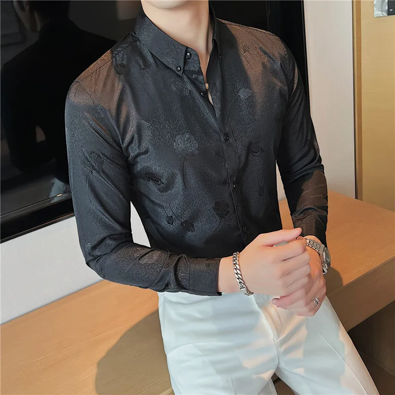 Brand Plaid Shirts Men Long Sleeve Slim Casual Shirts High-quality Business Formal  Dress Shirts Social Party Tuxedo Blouse M-4xl - Shirts - AliExpress