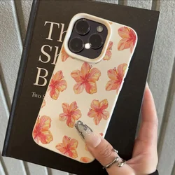 Vibrant Orange Pink Hibiscus Flower Pattern Soft Phone Case - A31 (1)