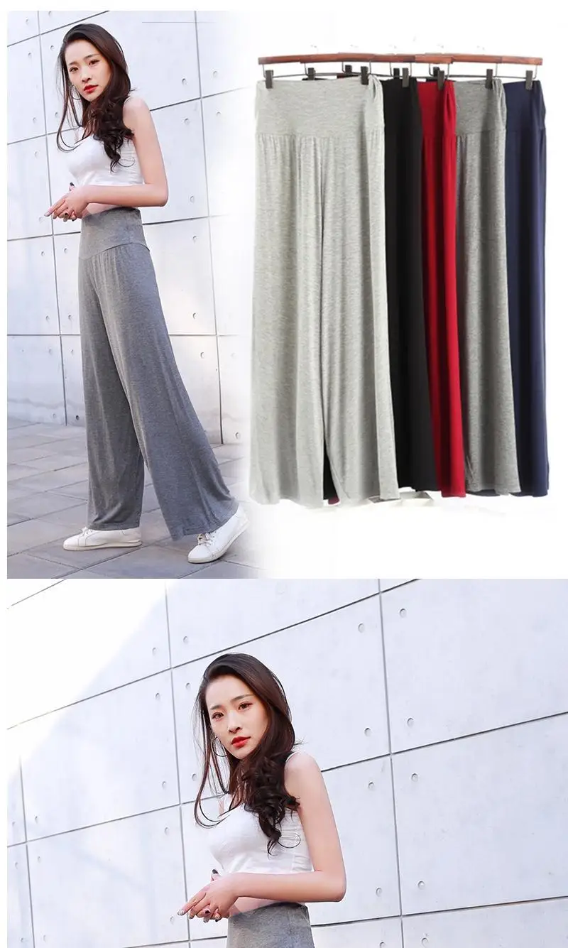 joggers Comfortable Modal Sports Pants Women Solid Casual Tracksuit Spring Summer Wide Leg Loose Pants for Women Trousers in Gray Black gloria vanderbilt capris