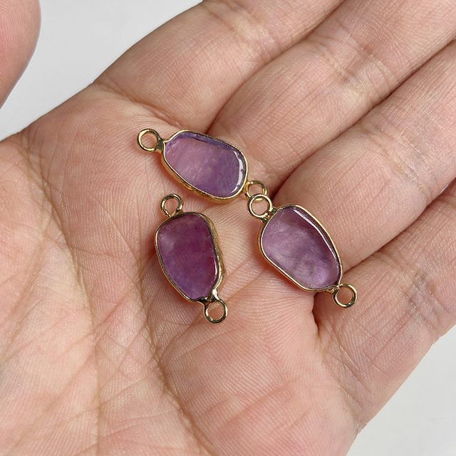 Purple Amethysts Quartz Crystal Pendant Charm Connector For Healing Pendulum Jewelry Making Diy Earring Necklace Gifts