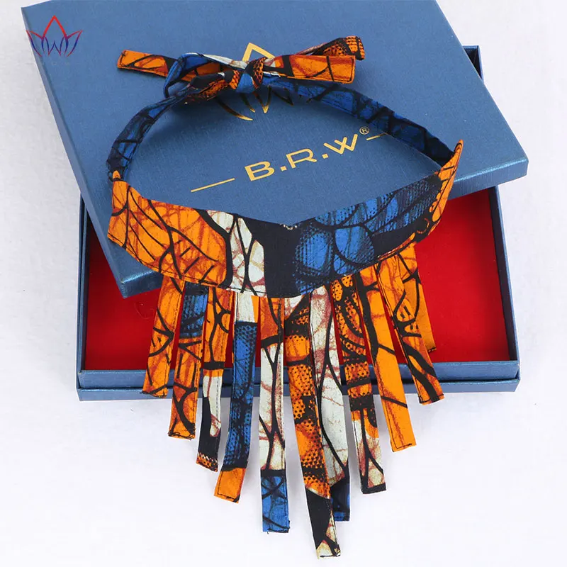 Hot Sale jewelry Ankara Fabric Necklace Hypoallergenic Bib Jewelry Exotic Colors African Fringed Necklaces For Women WYA087