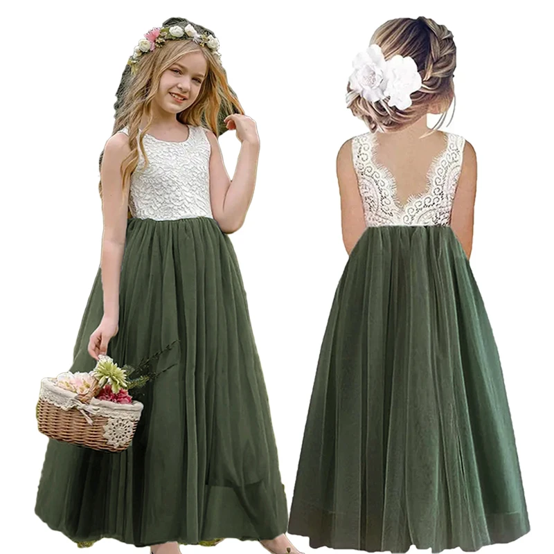 فستان فتاة من الدانتيل للأطفال ، طفل ، أطفال ، صيف ، أميرة ، حفلة ، زفاف ، عيد ميلاد ، ملابس ، 2 ، 4 ، 6 ، 8 ، 10 ، 12 ، 14