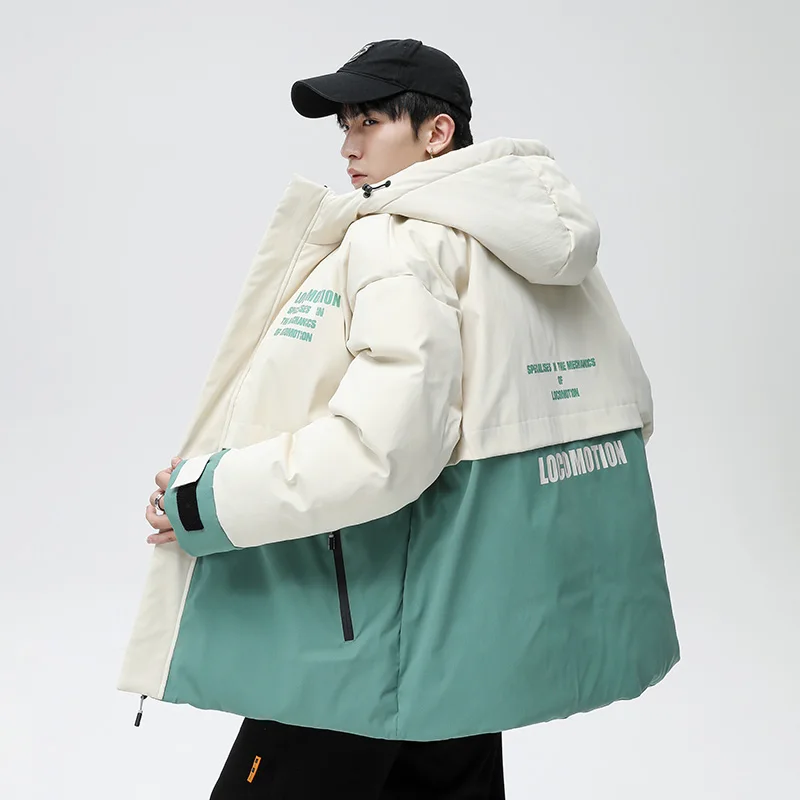 Men's 2023 Winter New Outwear Thick Warm Parkas Casual Loose Hooded Cotton-Padded Jackets Korean Youth Windproof Tops Down Coats