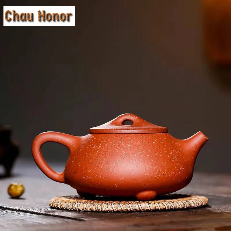 250ml Yixing Famous Handmade Teapot Dragon Blood Sandstone Scoop Pot Ball Hole Pot Kungfu Tea Set Household Teapot Gift