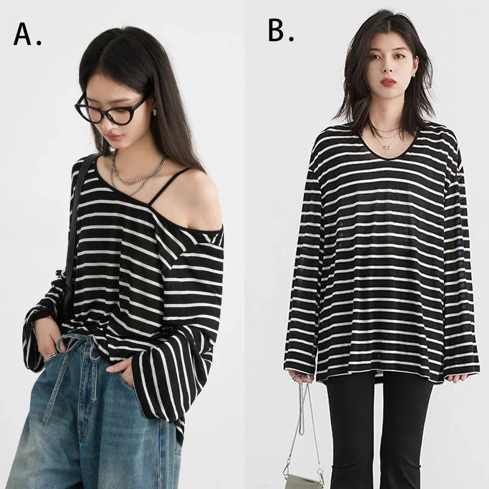 CHIC VEN Women Sweaters  New Striped Knitted T-shirt U Collar Long Sleeve Hoodie Top Autumn 2024 4