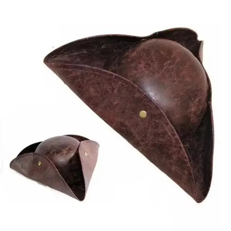 Artificial Leather Pirate Hat Captain Hat Vintage Button Masquerade Costume Man Woman Photography Props yacht captain hat