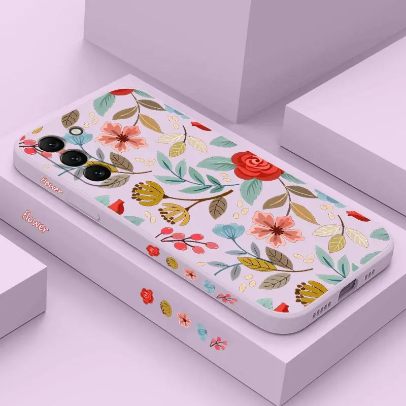 Custodia Per Telefono In Silicone Fiore A Cinque Petali Per Samsung Galaxy S23 S23 Plus S23 Fe S23 Ultra S22 S22 Plus S21 S21 Fe S20 Plus Cover