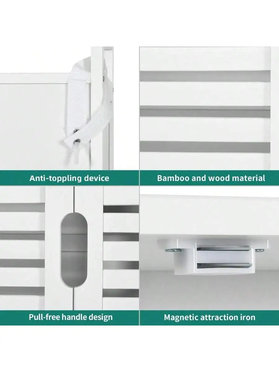 Over The Toilet Storage Bamboo Over-The-Toilet Cabinet with Shelf and Waterproof Feet Pad Space Saver Storage Rack for B 6