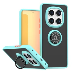Enhanced Shockproof Armor Case with Matte Hard PC Back and Ring Stand Holder - Redmi Note 14 Pro 5G (Global) (Light blue)