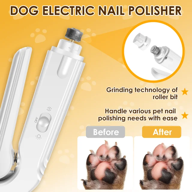 2 in 1 Pet Nail Grinder and Clipper Cat Dog Grooming Tool with LED Lights and Splash Guard USB Rechargeable Cat Dog Nail Trimmer 3