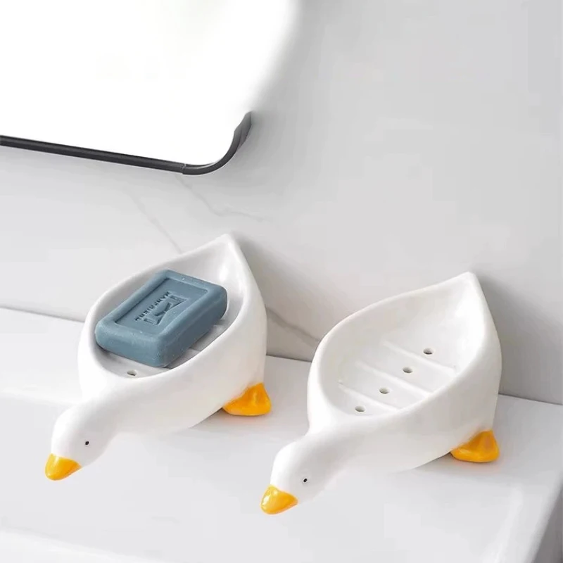 Gelbe Enten form Seifen kiste Cartoon Seifens chale abtropf bare Seifen halter niedliche Enten form Seifen behälter Seifens chale Bad zubehör – Detail 3