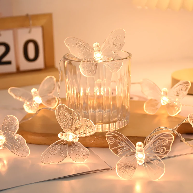 1.5M 10LED Butterfly Fairy Light Strings Garland Girls Butterfly Brithday Party Wedding Home Decorations Kids Christmas Gift