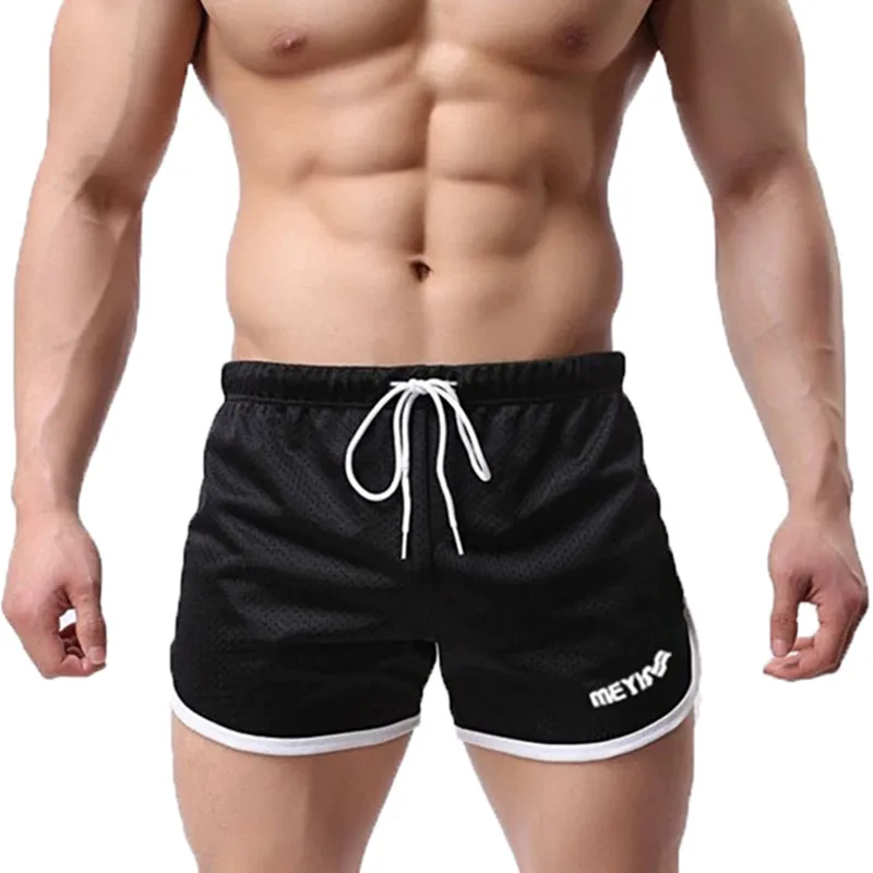 Pantalones cortos de entrenamiento para hombre, ropa de gimnasio,  culturismo, de malla de secado rápido, Deportivos - AliExpress