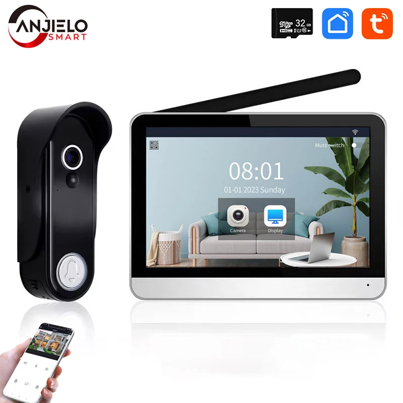 

1080P Tuya 7 Inch Touch Screen Wireless WiFi Video Intercom Doorbell With Camera and Monitor Video Door Phone Motion Detection