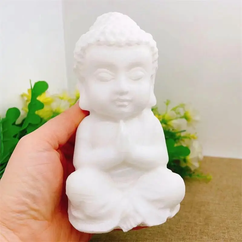 

14.2CM Natural White Marble Jade Buddha Carving Figurine Ornament Healing Feng Shui Craft Buddhism Home Decoration 1pcs