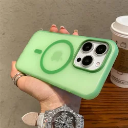 Matte Candy Magnetic Wireless Charging Transparent Case with Shockproof Protection for iPhone 17 (Green)