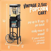 Popcorn Maker Machine - Professional Cart With 2.5 Oz Kettle Makes Up to 10 Cups - Vintage Popcorn Machine Movie Theater 2