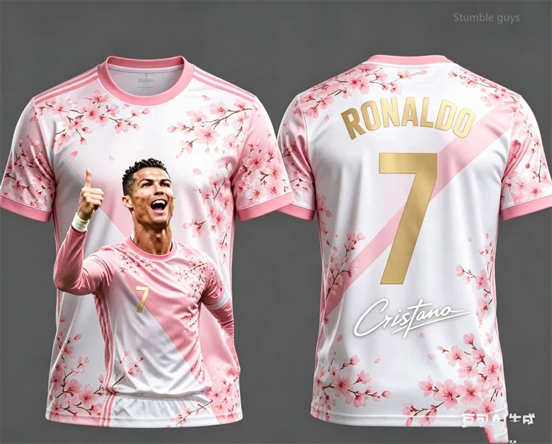 Sommer Herren Mode Ronaldo 7 Fußball Kurzarm T-Shirt Übergroßes Sportswear Trikot Tops Kinderkleidung Street Style Wear