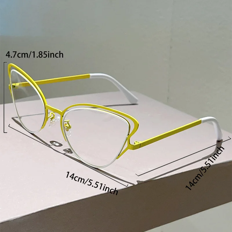 Vintage-Brille mit ausgehöhltem Rahmen, Anti-Blaulicht-Brille für Damen, neue Mode, Patchwork-Cat-Eye-Brille, Rahmen, Sonnenbrille – Detail 3