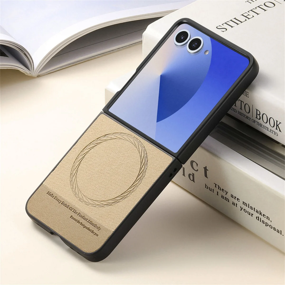 Magnetic Leather Protective Phone Case with Hard Shell