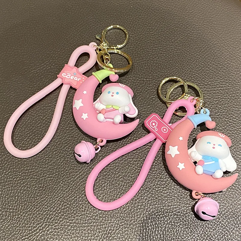  PRETYZOOM Peach Heart Bunny Rabbit Keychain Bag Easter Gift  Keyring Pendant Accessory (Assorted Color) : Home & Kitchen