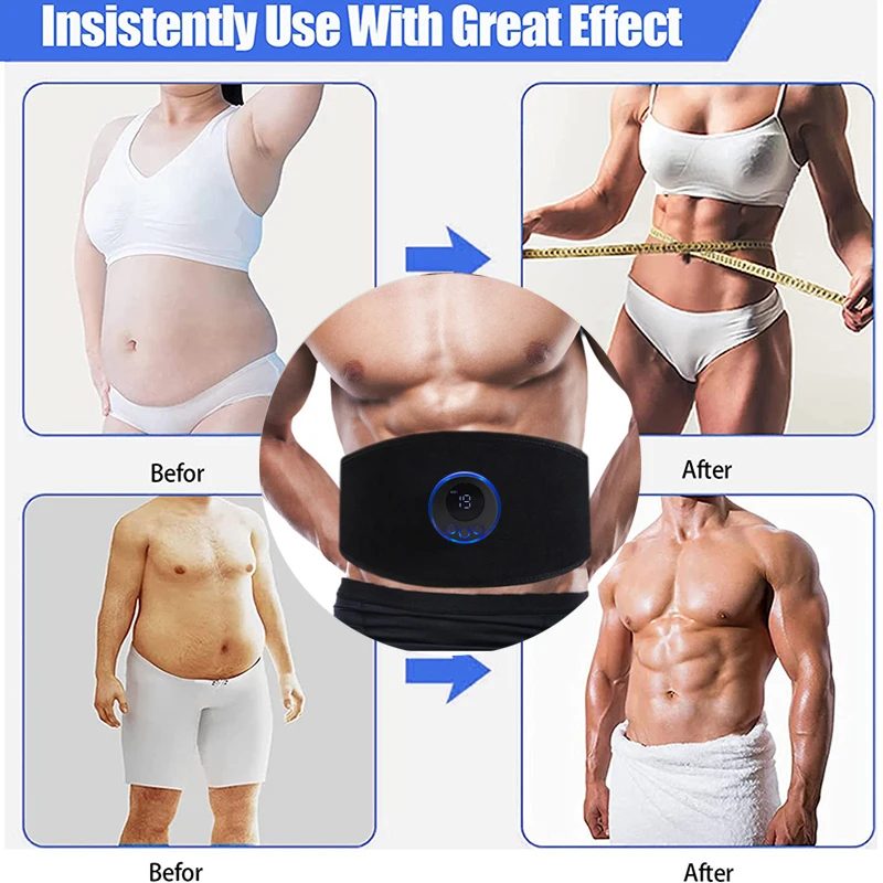 Abdominal Trainer Slimming Belt EMS Muscle Stimulator Toning Belts Vibration Fitness Massager Waist Belly Workout For Men Women