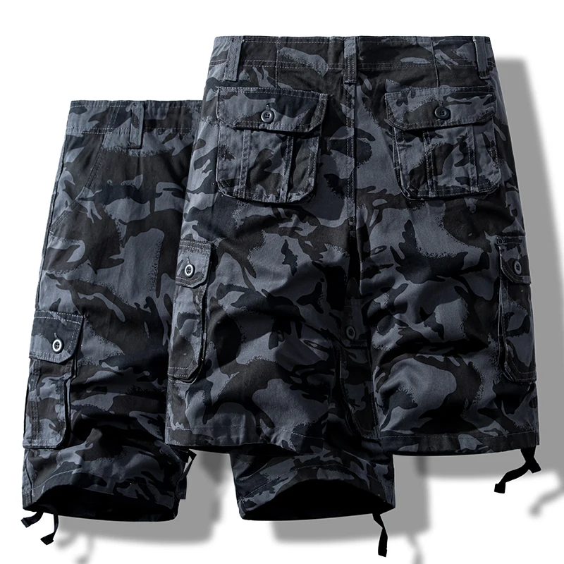 Mens Cargo Shorts Y2K Checkered Knee Shorts Homme Hunting Summer Overalls Camouflage Tactical Half Pants Cool Breathable Shorts