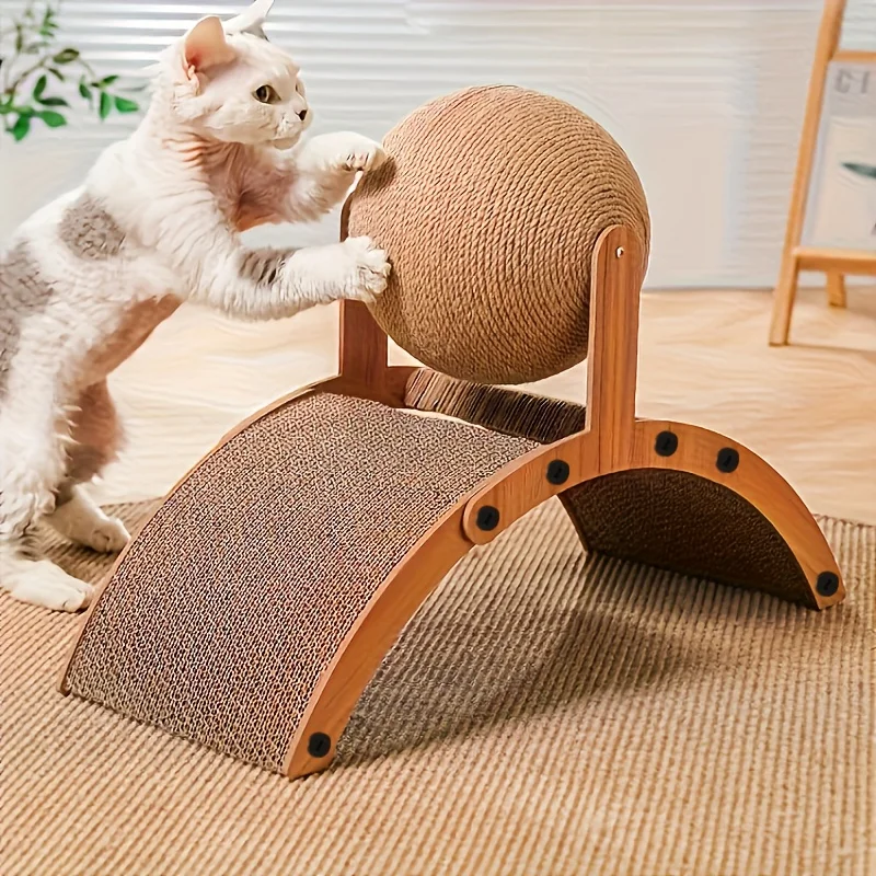 고양이 데일리 스크래쳐 장난감 회전식 볼 포함 가족 애완동물 재미있는 놀이 휴식 장난감 가정용 바닥 실용적인 인터랙티브 애완동물 장난감