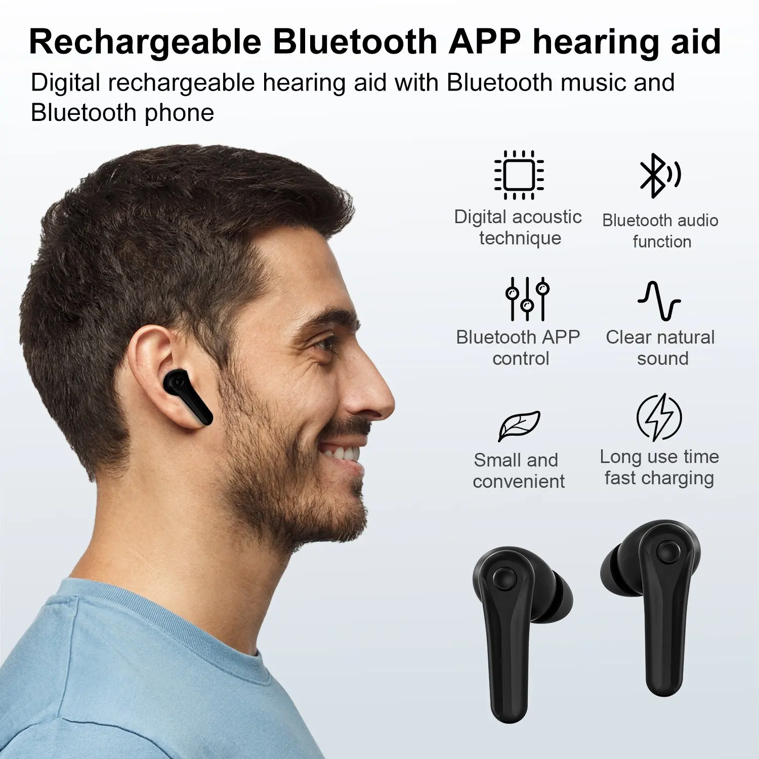 Bluetooth high quality TWS hearing aid application programmable digital hearing aid deaf ear back noise reduction hearing aid