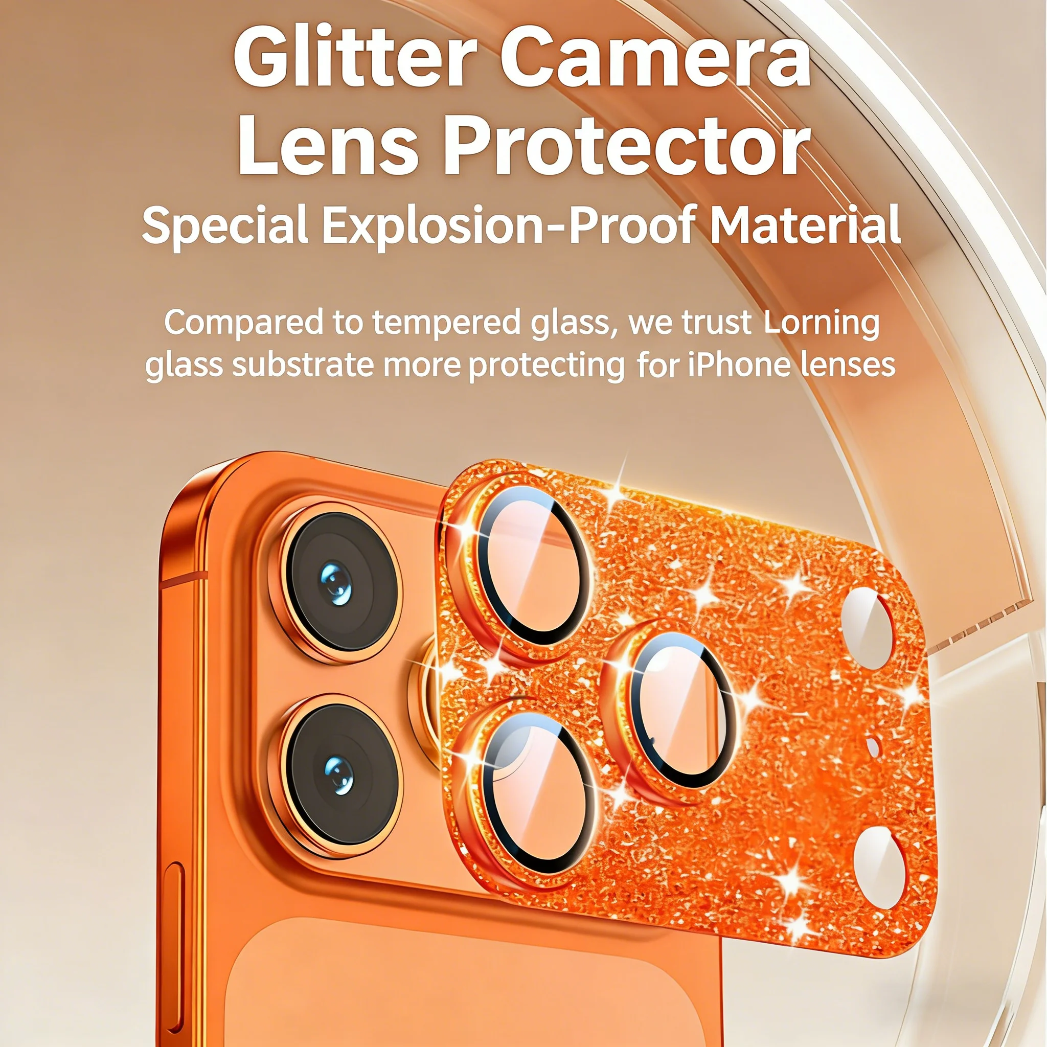 Glamorous Glitter Diamond Metal Camera Lens Protection Glass