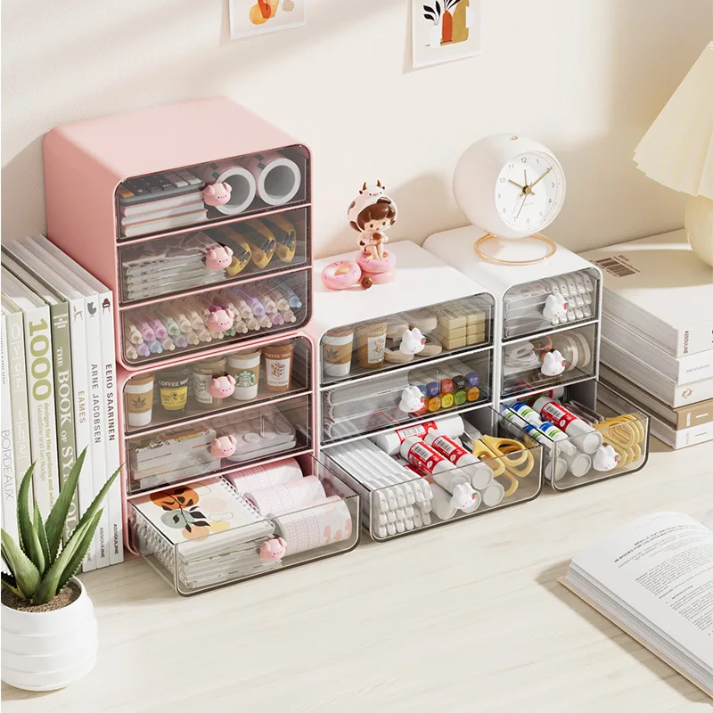 

Acrylic Desktop Storage Box Student ins Stationery Account Holders Cosmetics Cabinet Dormitory Desk Drawer-type Organizer Rack