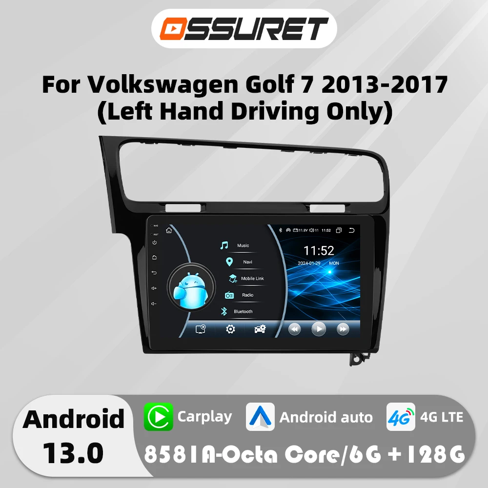 Android 13 Radio samochodowe do Volkswagen VW Golf odtwarzacz multimedialny 4G Autoradio GPS Stereo Carplay 2din Ekran jednostki głównej