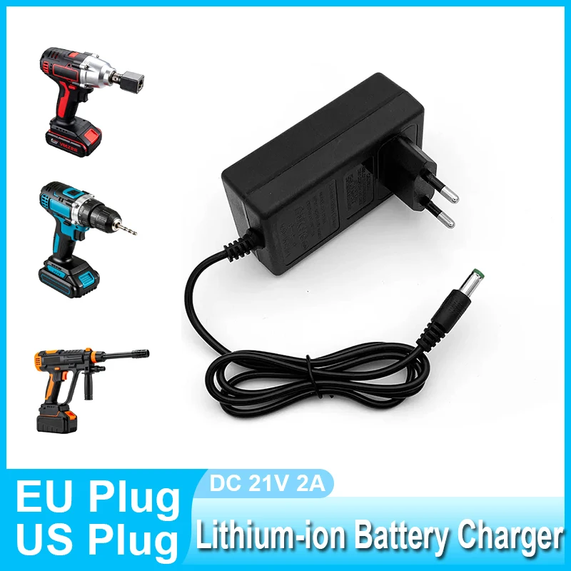 DC 21V 2A Power Supply EU Plug AC100-240V Lithium Battery Charger Power Drills Electric Water Guns Makita Battery