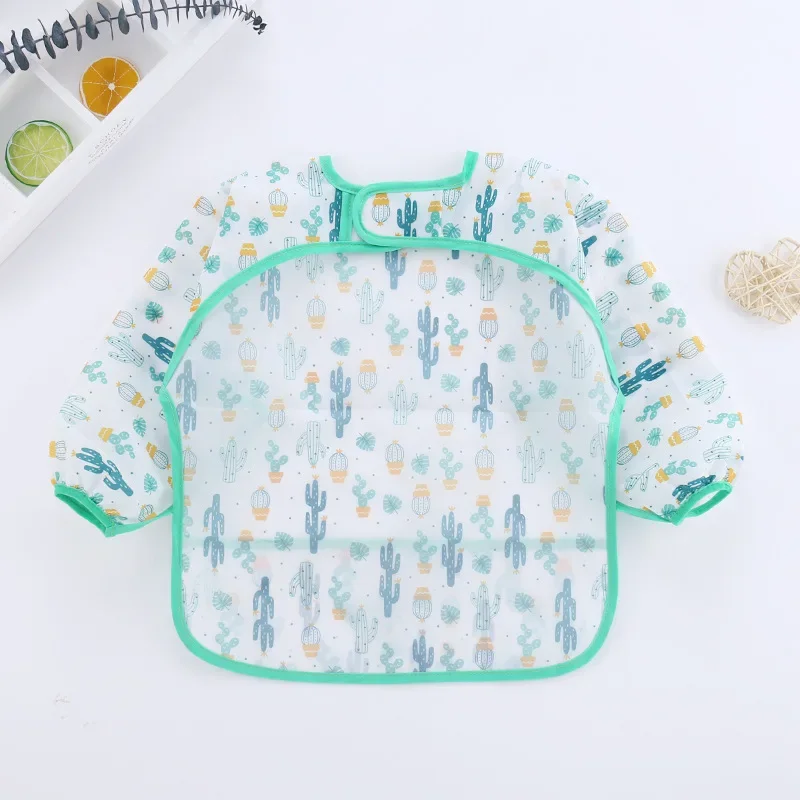 Waterproof Baby Bibs Children's Apron INS Style Reversible Men's Women's Children's No Wash Apron Baby Cartoon Feeding Bibs