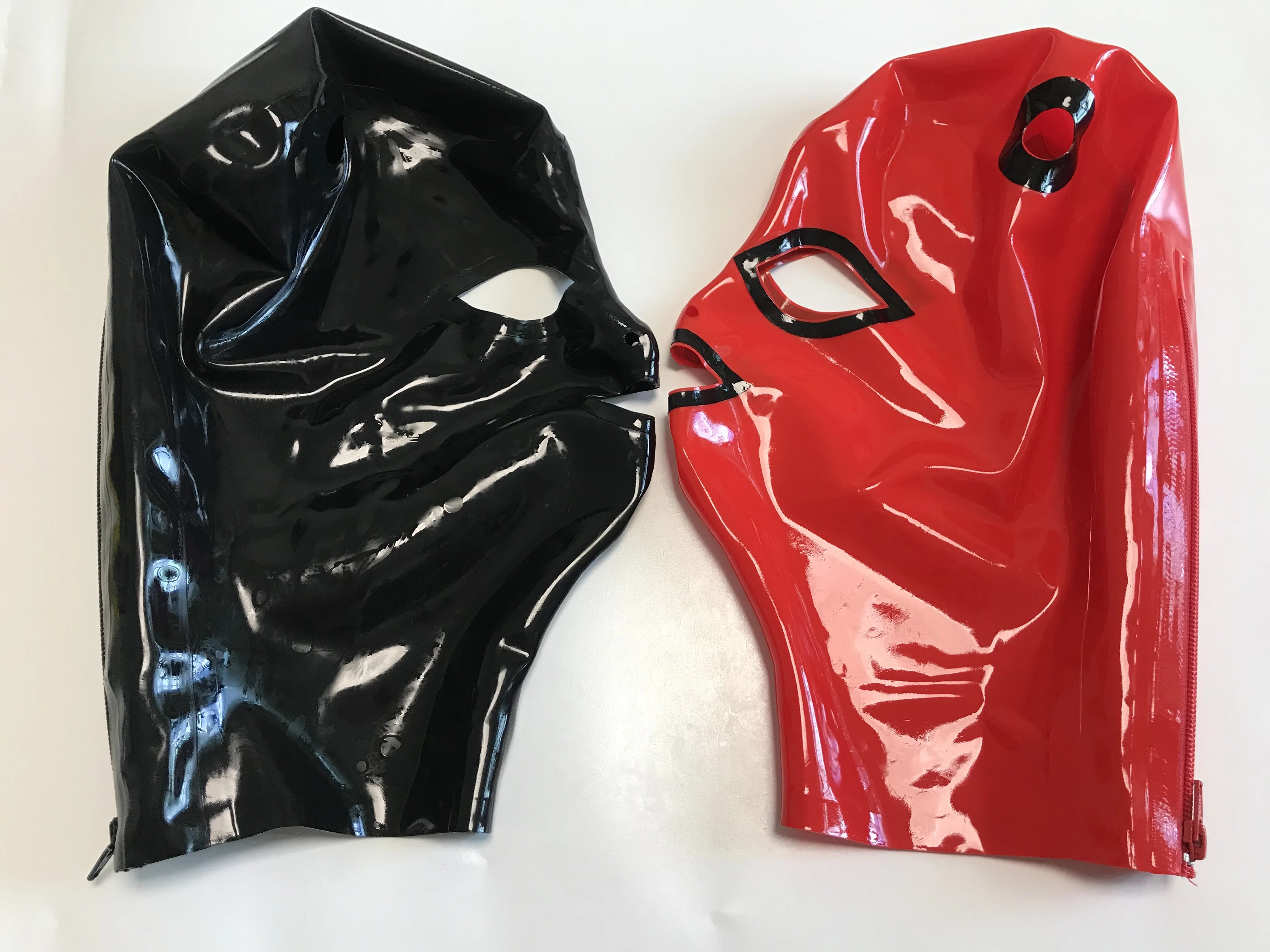 Black Sexy Latex Hood Mask Fetish Pull-through Holes Hair