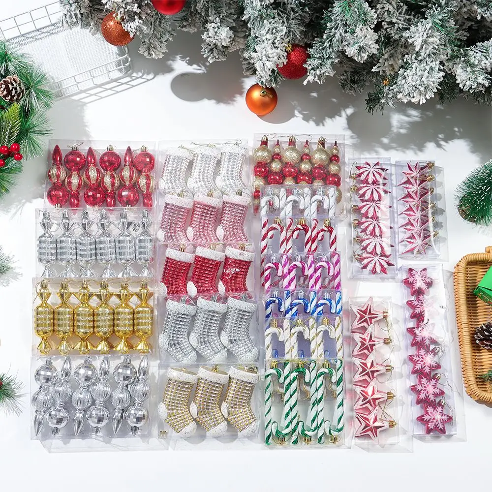 1-6Pcs Mini Plastic Christmas Cane Colorful Xmas Tree Hanging Ornaments Candy Toys Gift Party New Year Supplies Home Decorations