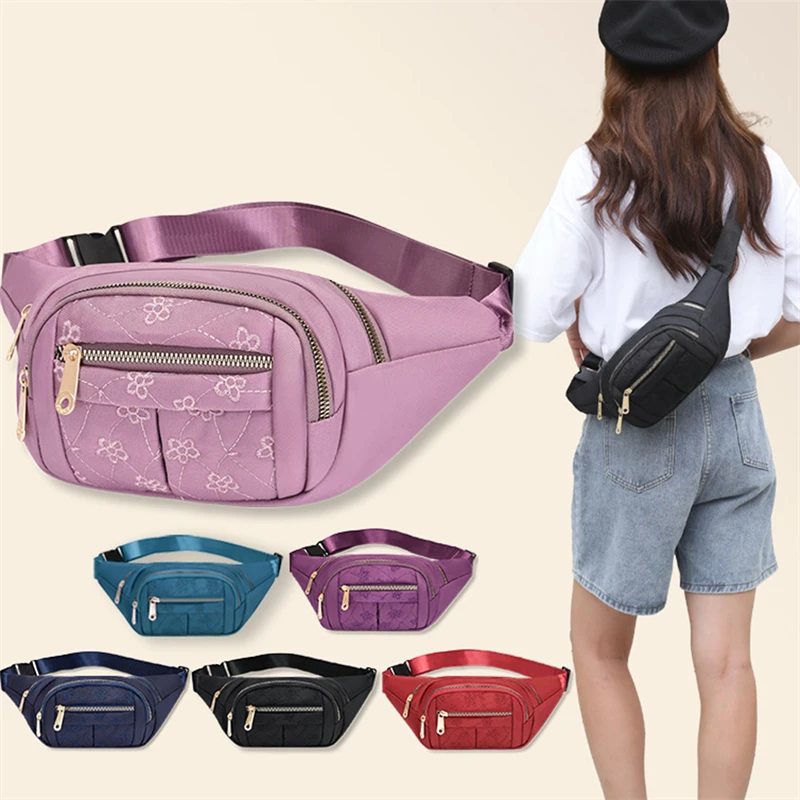 

Embroidery Waist Bag Women Belt Bag Men Colorful Bum Bag Travel Purse Phone Pouch Pocket Fashion Travel Shoulder Purse