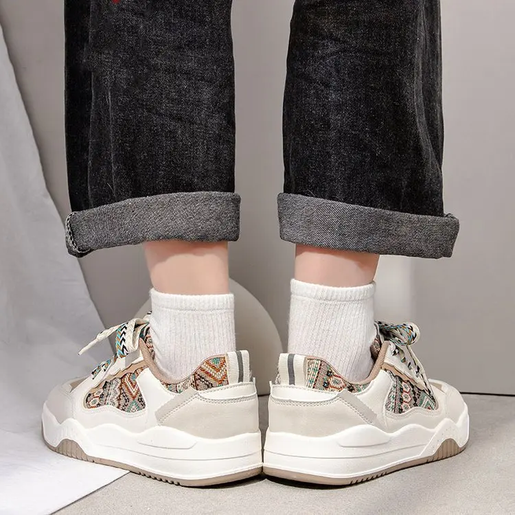Ladies Sneakers Spring Casual Thick Bottom Designer Sneakers Breathable Lace Up Colorful Women's Shoes Women's Running Shoes