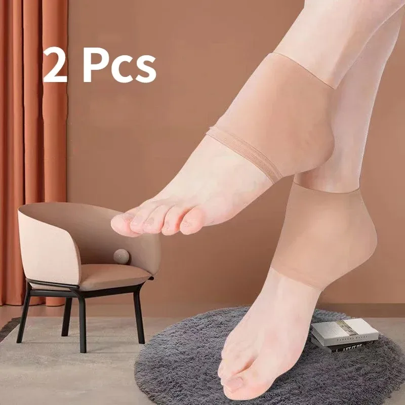 Mesh Gel Silikon Ferse Socken Fuß Abdeckung Feuchtigkeitsspendende Anti-tragen Anti-trocken Rissbildung Halbe Kurze Socken Ferse Abdeckung Pads ferse Schutz – Detail 1