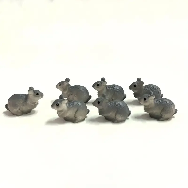 5/10 Pcs 미니 미니어처 회색 마우스 수지 인형, 요정 정원 액세서리, 마이크로 풍경 DIY 공예 홈 인테리어