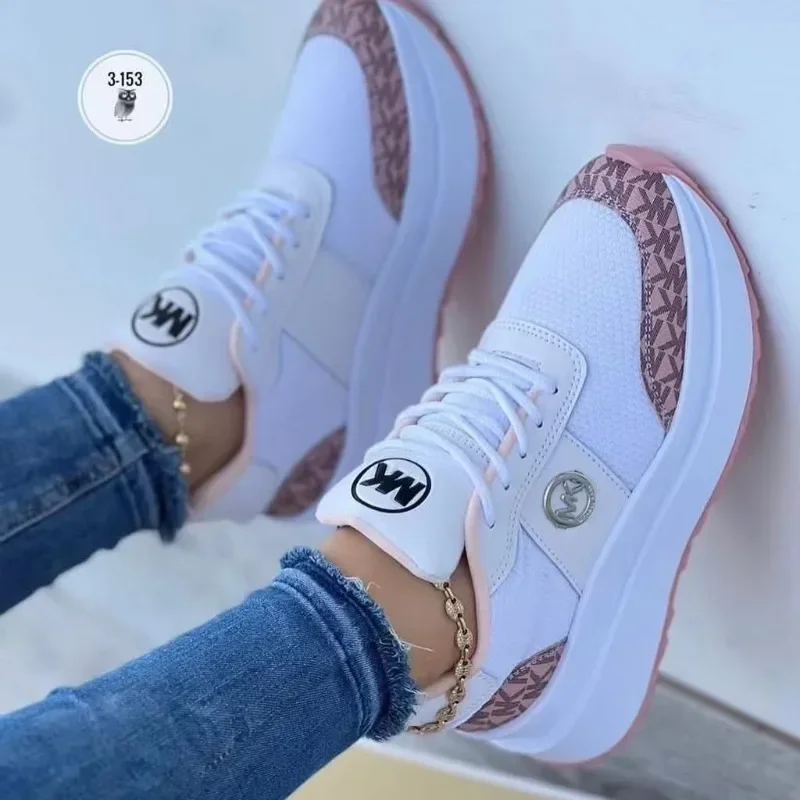 Women Running Shoes Sneakers Lace-Up Breathable Gym Sports Wedges Shoes Female Platform Female Footwear Plus Size 36-43