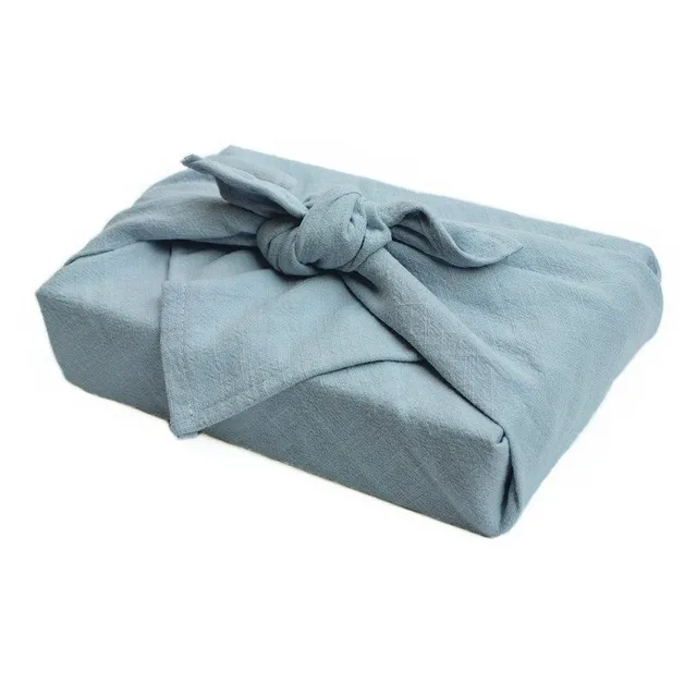 Furoshiki Wrap Ruhával Pamut És Vászon Szilárd Színű Ajándékdoboz Csomagolószekrény Zsebkendő Szalvéta 65X65Cm