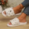 Womens Christmas Fluffy Fur Slippers Soft Sole Plus Size Non Slip Plush Slides Woman Winter Comfort Indoor Home Slippers Shoes 3