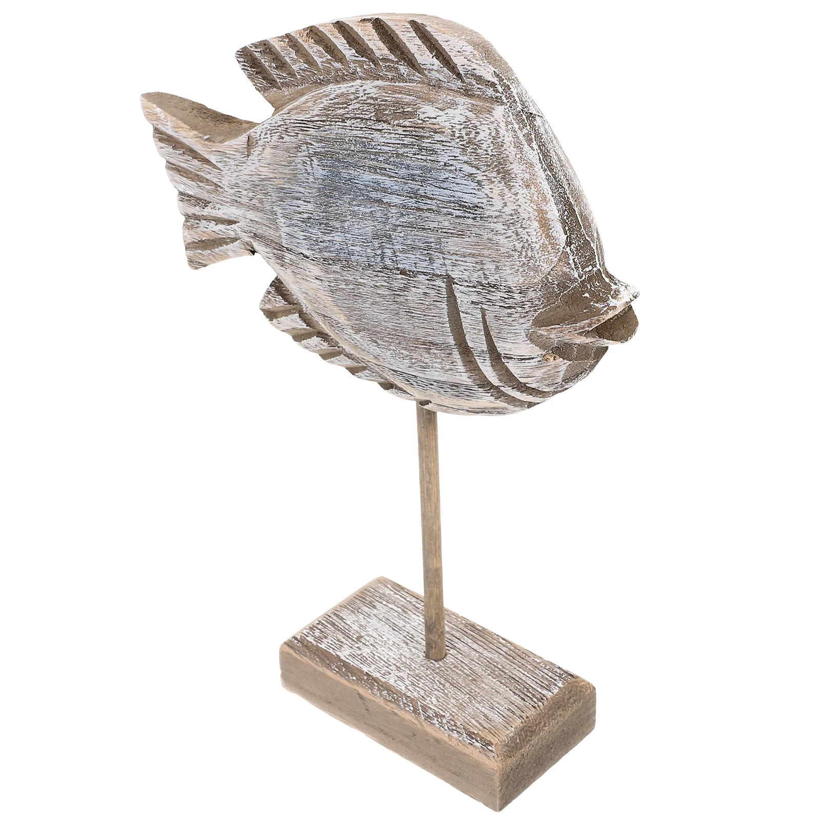 

Hand Carved Rustic Wood Fish Statue Decorative Wooden Art Collection Fish Shape Adornment