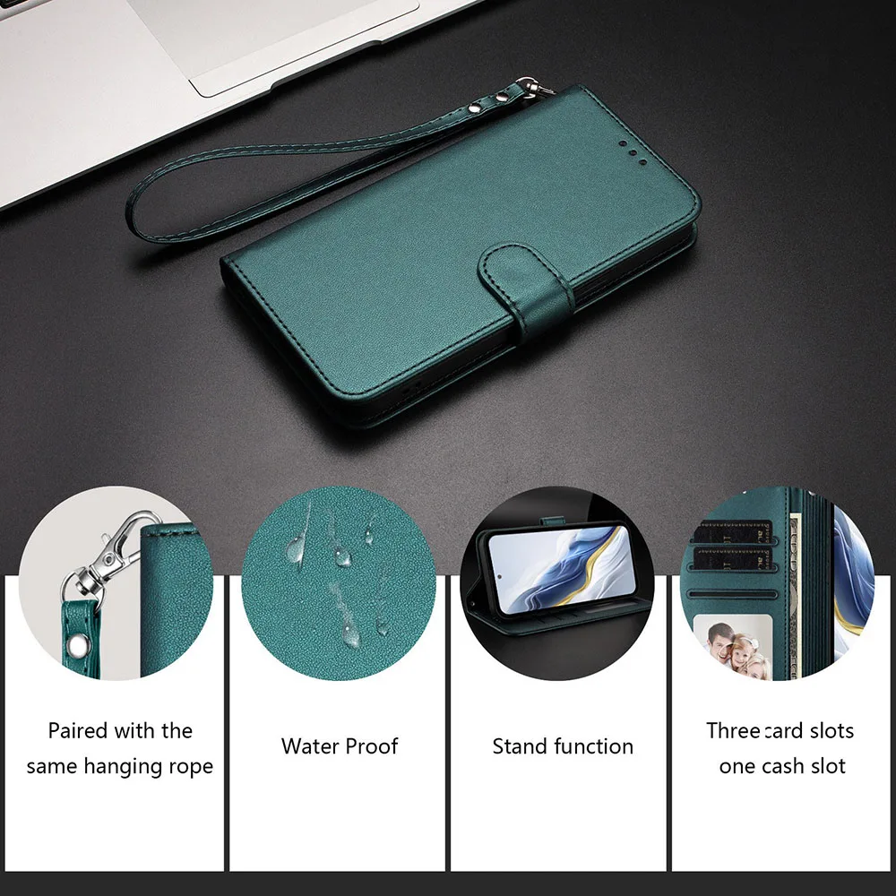 Solid Color Leather Flip Wallet Phone Case