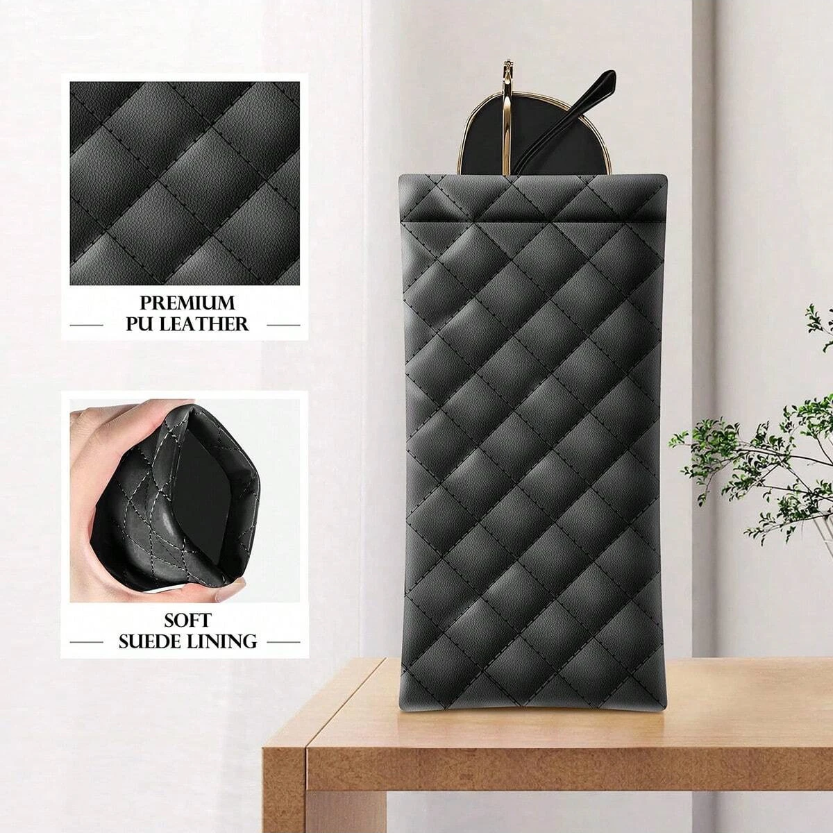 Custodia Occhiali Bohémien In Pelle PU Morbida - 2 Pezzi - Motivi Floreali - Portatile Con Molla - 3