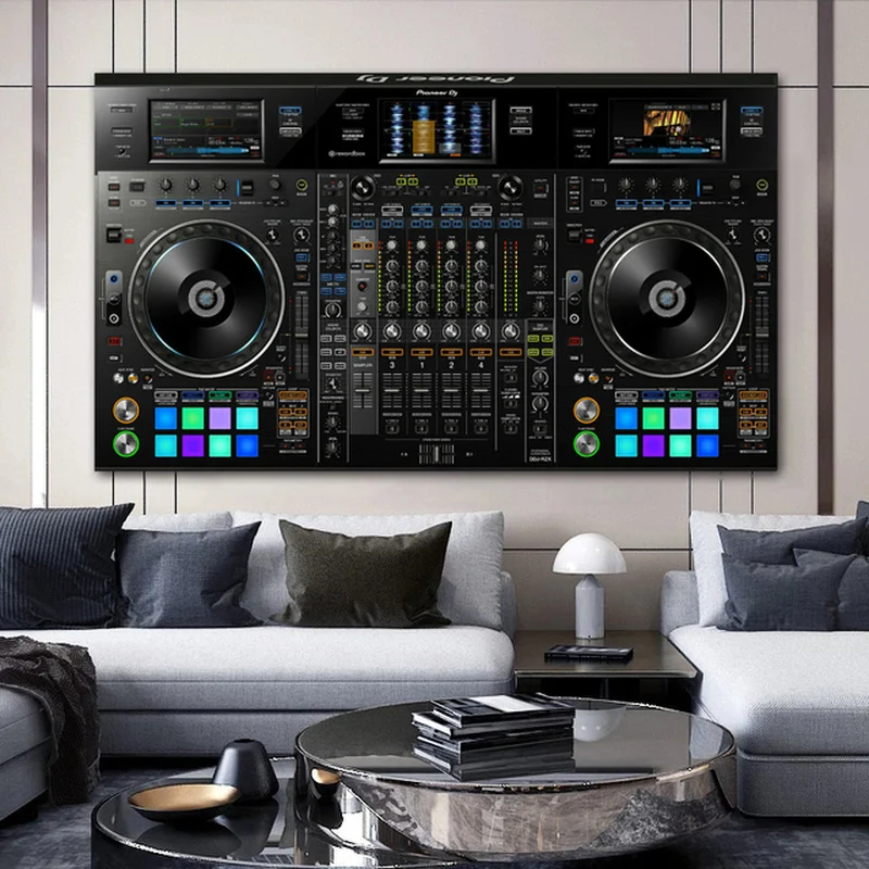 현대 캔버스 페인팅 벽 아트, 블랙 음악, DJ 콘솔 포스터, 악기 믹서 인쇄, 거실 홈 장식 사진