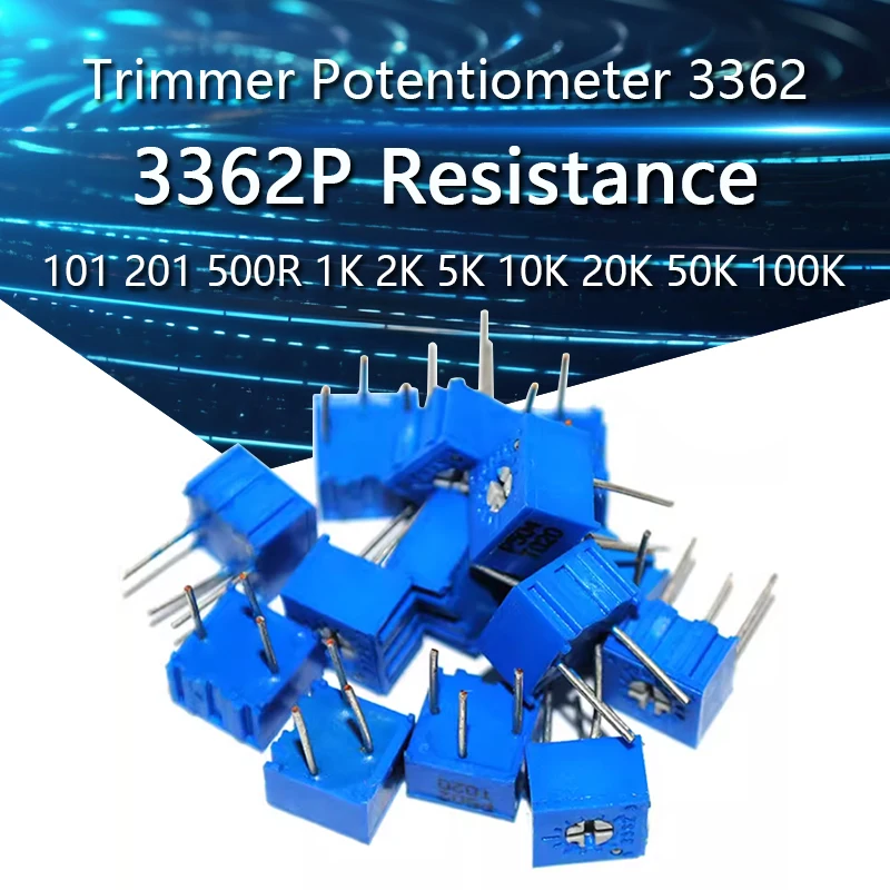10pcs 3362P Series Rotary Potentiometer Resistance 101 201 501 102 202 502 103 Trimpo Trimmer Potentiometer 3362 500R 1K 2K 5K 10K 20K 50K 100K
