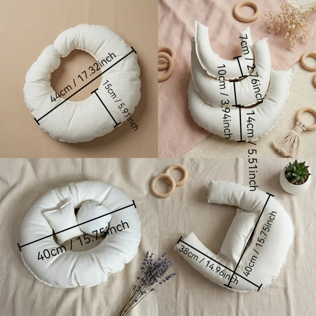 Cuscino di Supporto per Fotografia Neonatale, Cuscino in Pelle per Posare il Neonato, Accessori per Servizi Fotografici in Cesta o Lettino - immagine 3