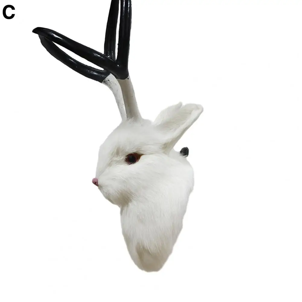 

Hanging Wall Art Faux Fur Rabbit Head with Antlers Ultimate Wall Mount Model for Stunning Home Decor Room or Bedroom Craft